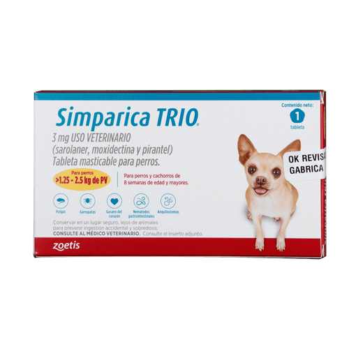 Antiparasitario Interno Y Externo Para Perro Simparica Trio