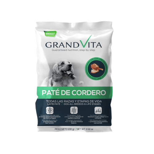Alimento Humedo Grand Vita De Cordero Para Perro 100 Grs