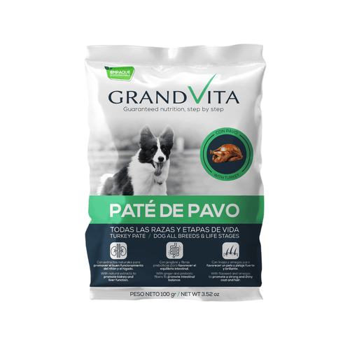 Alimento Humedo Grand Vita De Pavo Para Perro 100 Grs