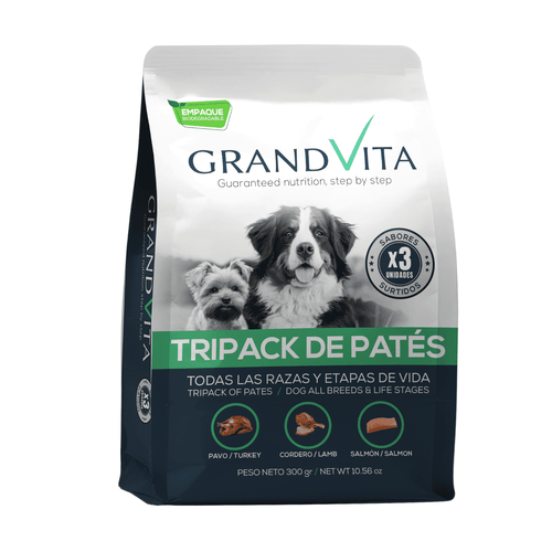 Alimento Humedo Grand Vita Tripack Surtido Para Perro 300 Grs: Pavo, Cordero, Salmón