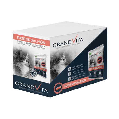 Alimento Humedo Grand Vita De Salmón Para Gato 100 Grs Caja X12