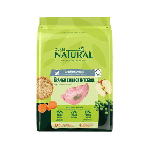 Alimento Para Gato Senior Castrado Guabi Natural Sabor Pollo y Arroz Integral